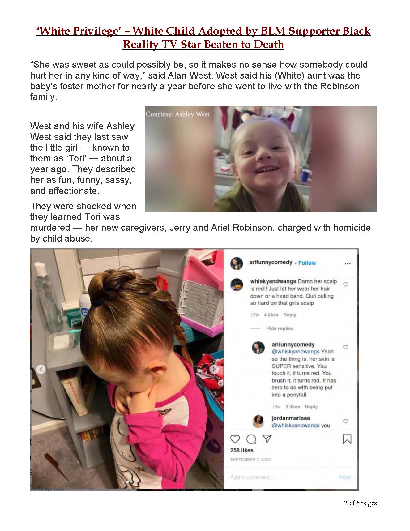 ‘White Privilege’ – White Child Adopted by BLM Supporter Black Reality TV Star Beaten to Death_Page_2 ‘White Privilege’ – White Child Adopted by BLM Supporter Black Reality TV Star Beaten to Death_Page_2